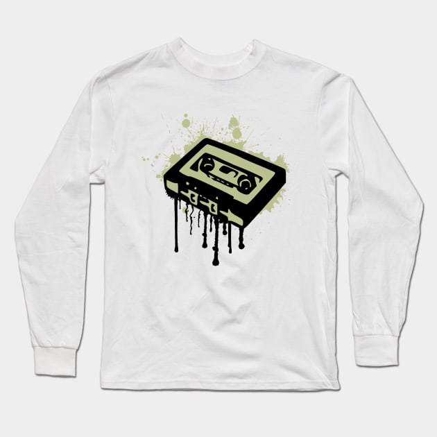 Cassette Splatter Long Sleeve T-Shirt by JohnLucke